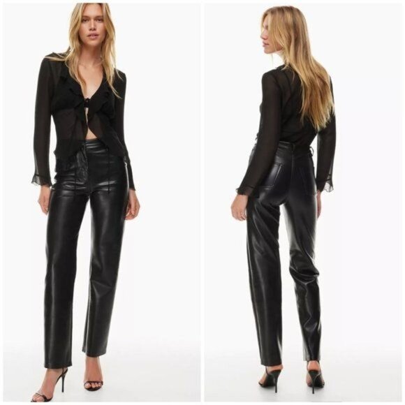 Wilfred Pants - aritzia wilfred High-waisted Vegan Leather pants black xs